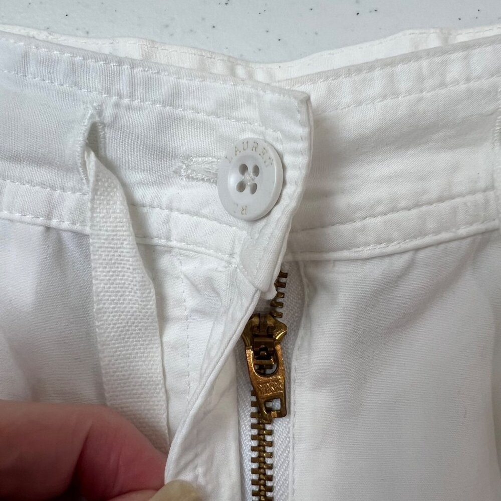 Lauren‎ Ralph Lauren Womens White Cargo Shorts Size 4 100% Cotton Drawstring - Picture 5 of 13